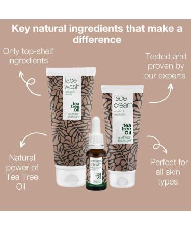 Slow-Aging Face Kit with Tea Tree Oil - Face Wash Face Cream and Serum Set for Wrinkle Reduction Fine Line Smoothing and Deep Hydration - Anti-Aging Skincare Solution for Women and Men - Buy Online on GoSupps.com