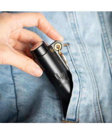 BOTIZR TSA-Approved Mini Hand Sanitizer Holder Keychain - Refillable Spray Bottle, Leak Proof, Black Leather - Buy Online on GoSupps.com