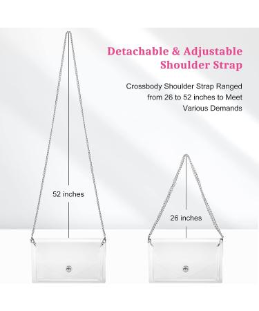 Mossio Clear Crossbody Stadium Purse for Women - Silver Chain Shoulder Handbag for Concerts, Work, and Sports Events - Buy Online on GoSupps.com