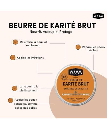 WAAM Cosmetics Beurre de Karit Brut Soin nourrissant et protecteur BIO et naturel Vegan 100ml - Buy Online on GoSupps.com