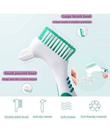 4Pcs Denture Brush Retainer Brush Denture Toothbrush Portable Denture Cleaning Brush Double Bristle Head Denture Brush False Teeth Brush for Cleaning Retainers (Blue Purple Green Orange) - Buy Online on GoSupps.com