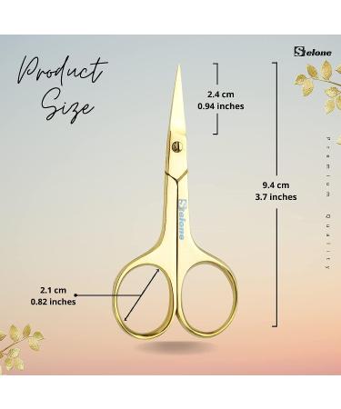 Stelone Professional Eyebrow Scissors - Small Curved Stainless Steel Beauty Scissor (Gold) - Buy Online on GoSupps.com