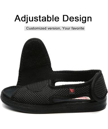 Men's Breathable Diabetic Slippers - Extra Wide Width Adjustable Sandals for Elderly - Indoor/Outdoor House Shoes - Size 12 Black - Buy Online on GoSupps.com