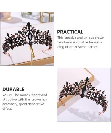 Minkissy Black Queen Crown | Baroque Vintage Wedding Tiara for Quincea era & Birthday Celebrations - Buy Online on GoSupps.com