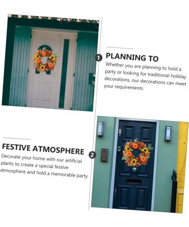 LIFKICH Wreath Garland Artificial Sunflowers House Thanksgiving Decoration Halloween for Decor Home Decoration Holiday Decoration Halloween Prop Party Decor Silk Flower Rattan Pumpkin - Buy Online on GoSupps.com
