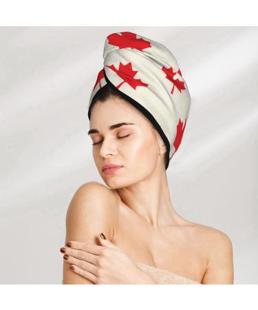 Happy Canada Day Microfiber Hair Towel - Soft & Super Absorbent Coral Velvet Wrap for Long Curly Thick Hair - Buy Online on GoSupps.com