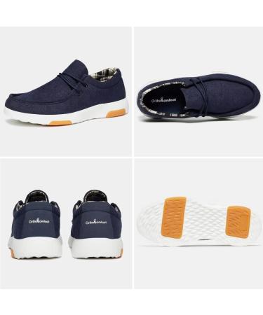 OrthoComfoot Men's Slip-On Arch Support Boat Shoes - Plantar Fasciitis Relief, Comfortable Walking Loafers - Navy, Size 11W - Buy Online on GoSupps.com