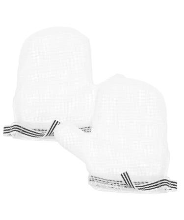 2 Pairs anti-eating gloves thumb sucking stop for bassinet kids Anti Scratching Gloves newborn finger sucking stop necessities pacifier white breathable nylon baby infant products