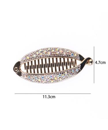 Gold Rhinestone Fish Clip Hair Accessories | Luxurious Women's Hair Claws & Barrettes - Buy Online on GoSupps.com