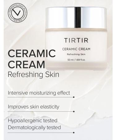 TIRTIR Natural Ceramide Cream | Deep Moisturizer for Glass Skin | Polyglutamic Acid & Centella Extract | Korean Skincare 3.38 Fl Oz | Lightweight & Nature-Derived - Buy Online on GoSupps.com