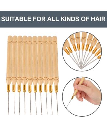 10PCS Wooden Handle Hair Extension Hook Needle - Wig Tools for Easy Hair Extensions - Buy Online on GoSupps.com