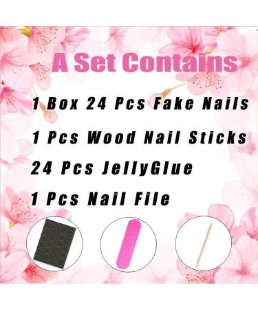 Pink Press-On Nails | Short Square Fake Nails | White French Tip Full Cover | Glossy Nude Pink | 24 Pcs for Women & Girls - Buy Online on GoSupps.com