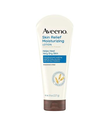 Aveeno Skin Relief Moisturizing Lotion for Very Dry Skin - 8 fl. oz - Fragrance-Free Formula with Triple Oat, Shea Butter & Dimethicone - Soothes Itchy, Dry Skin - Buy Online on GoSupps.com