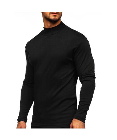 Rela Bota Mens Half Turtleneck Long Sleeve Pullover Basic Designed Undershirt Stretch Slim Fit Sweaters Large Black
