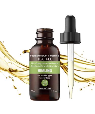 Purifect Tea Tree Oil Facial Serum Treats & Prevents Blemishes and Acne with Vitamin E Made in USA | Sensitive Skin Formula with Shea Butter Sunflower Seed Jojoba Redness Relief Tea Tree 1 Fl Oz (Pack of 1)