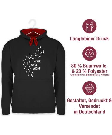 Shirtracer Contrast Hoodie for Men & Women - 'Never Walk Alone' Paw Prints Gift for Dog Owners - Black/Red M - Buy Online on GoSupps.com