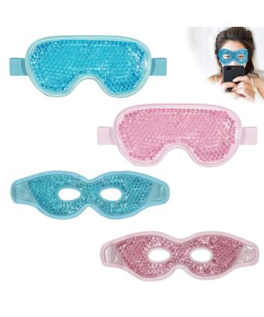 FengQ 4 PCs Eye mask cooling gel eye mask cooling goggles for the eyes warming/cooling reusable for dark circles migraines swollen eye fatigue alleviation tension linder pink+blue