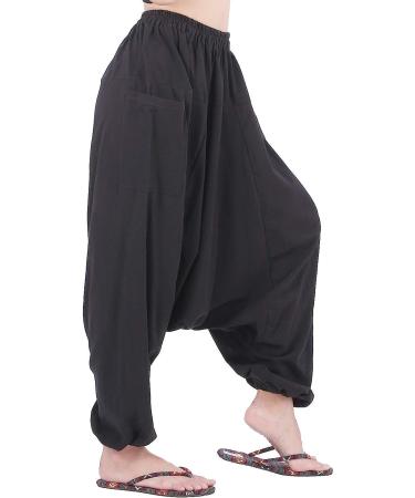 CandyHusky 100% Cotton Hippie Gypsy Boho Harem Pants | Black Yoga Aladdin Pants | Unisex One Size Fits Most - Buy Online on GoSupps.com