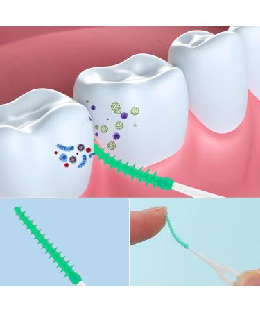 200 Interdental Brushes - Silicone Dual-House Dental Floss Sticks for Tooth Cleaning | Portable & Convenient - Blue & Green - Buy Online on GoSupps.com