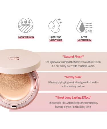 ETUDE HOUSE Double Lasting Cushion Glow (17N1 Neutral Vanilla) (21AD) | Radiant 24-Hour Natural Finish - Buy Online on GoSupps.com