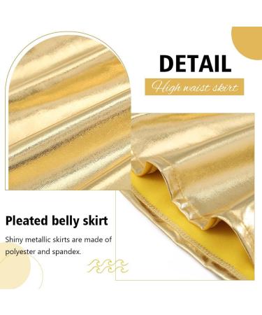 Flovel Ladies Shiny Fold Skirt - Liquid Metallic Mini Skater Party Costume for Women & Girls - Gold - Buy Online on GoSupps.com