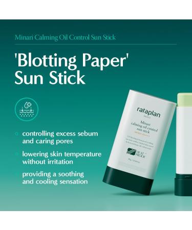 Rataplan Minari Calming Oil Control Sun Stick SPF 50+ PA++++ | Best Korean Sunscreen for Oily Skin - Matte Reef Safe & No White Cast - Buy Online on GoSupps.com