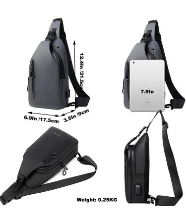 Buy A-qmzl Men's Crossbody Sling Bag - Waterproof Gray Shoulder Bag for Hiking & Cycling - Buy Online on GoSupps.com