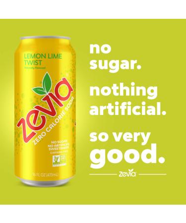 Zevia Zero Calorie Lemon Lime Twist Soda 16oz - 12 Pack | Refreshing Sparkling Drink - Buy Online on GoSupps.com