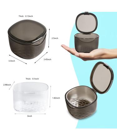 2022 Upgraded Uouovo Denture Bath Box Cup - No-Leak Case for Dentures, Retainers & Mouth Guards (Transparent Grey) - Buy Online on GoSupps.com