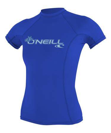 O'Neill Wetsuits Women's O'neill Basic Skins UPF 50+ Short Sleeve Rash Guard Tahitian Blue Small