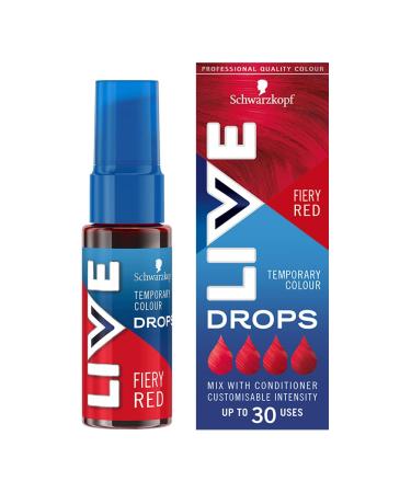 Live Schwarzkopf Colour Drops Vegan Semi-permanent Red Hair Dye Lasts 2 to 12 Washes Fiery Red 30 ml Fiery Red 30 ml (Pack of 1) Semi-Permanent