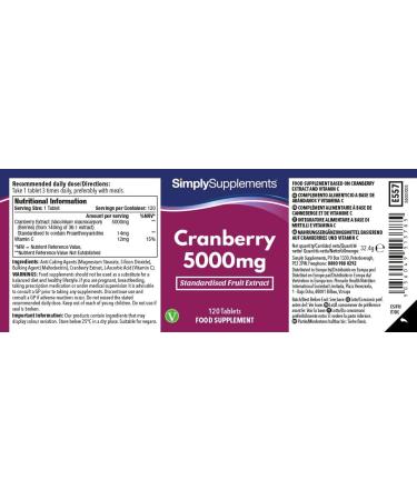Cranberry Tablets 5000mg with Vitamin C - 120 Tablets for Immune Support | Herbal Supplement - Buy Online on GoSupps.com