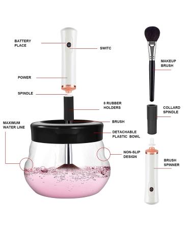 DOTSOG Makeup Brush Cleaner Dryer Machine | Automatic Brush Spinner with 8 Collars | Wash and Dry Brushes in Seconds | Includes 50ml Cleanser (White) - Buy Online on GoSupps.com