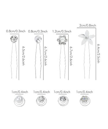 InSowni 128 Pack Silver Pearl Flower Rhinestone Wedding Hair Pins & Clips for Brides & Bridesmaids - Buy Online on GoSupps.com
