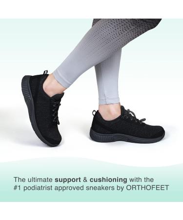 Orthofeet Women's No Tie Knit Coral Sneakers - 41 EU Wide Orthopedic Shoes in Black for Comfortable Walking - Buy Online on GoSupps.com