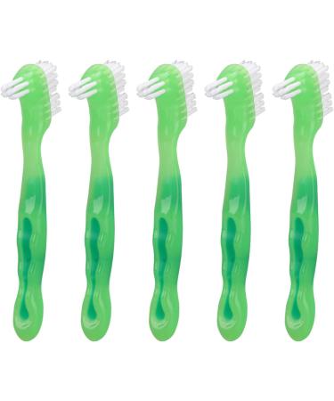 Verdant Touch Denture Brush Set - Professional Portable Double Sided for Elderly - Green 5 Pack | Buy Now for International Shipping - Buy Online on GoSupps.com