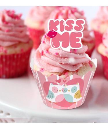 Valentine's Day Cupcake Toppers Wrappers - Cake Decorations Party Supplies 60Ct - Buy Online on GoSupps.com