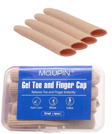 MQUPIN Toe Tube Cuttable Gel Toe Caps Finger Cap Toe Covers Sleeves Soft Gel Corn Pad Protectors for Cushions Corns Blisters Calluses(L) Large (Pack of 4)