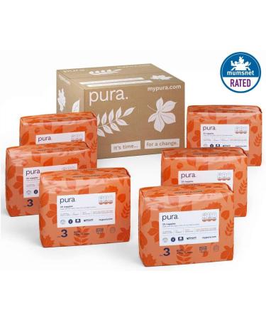 Pura Eco-Diapers Size 3 (MIDI 4-9 kg) - 198 Odorless Organic Cotton Diapers EU Ecolabel Certified Monthly Box for Sensitive Skin 12-Hour Protection - Buy Online on GoSupps.com