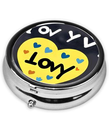 Love You with All My Heart Round Pill Box | 3 Compartment Portable Organizer for Purse & Travel - Buy Online on GoSupps.com
