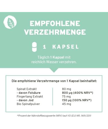 Natural Folic Acid & Iodine 120 Capsules | 100% Vegan High-Dose | Support Fertility & Pregnancy | Made in Germany - Buy Online on GoSupps.com