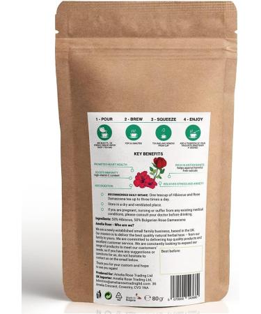 Hibiscus & Bulgarian Rose Tea by Amelia Rose | 50 Tea Bags | 100% Natural Hibiscus & Bulgarian Rose Damascena Flowers | Caffeine Free - Buy Online on GoSupps.com