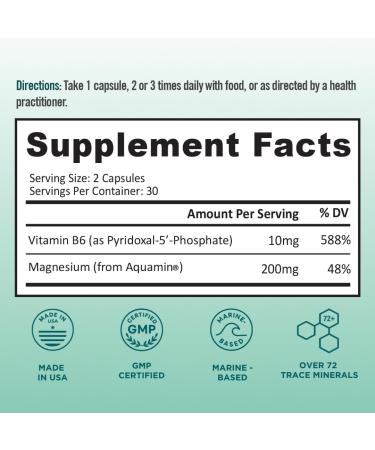 Ocean Magnesium 200mg Aquamin | More Soluble Than Magnesium Glycinate | Whole Food Mag B6 Supplement for Women | Gentle on Stomach & Vegan | Sleep Support, Calms Nerves & Leg Cramps | 60 Ct - Buy Online on GoSupps.com