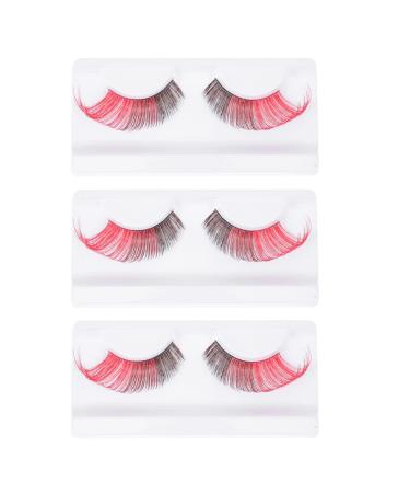3 pairs halloween false eyelashes fluffy 3D eyelashes colorful volume faux eyelash long eyelashes wispy cluster eyelash extension for women girl black red - Buy Online on GoSupps.com