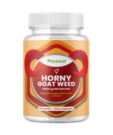Pure Horny Goat Weed Extract with Maca Powder  Immune Support  Helps Increase Drive and Stamina  Booster for Men and Women Tongkat Ali Plus L-Arginine Increases Energy  60 Capsules