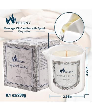 Buy MELONY Soy Massage Oil Candle - Coconut 8.1OZ | Intensive Skin Treatment with Almond Oil Shea Butter & Cocoa Butter | Ideal for Massage & Moisturizing | International Shipping Available - Buy Online on GoSupps.com