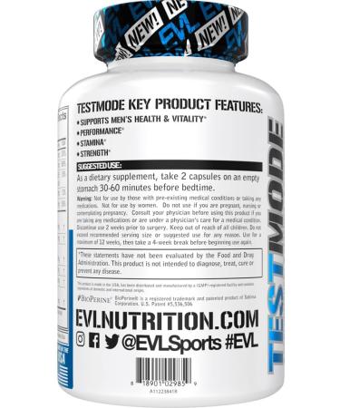 Evlution Nutrition TestMode - Ultimate Testosterone Support Supplement for Men's Health & Vitality - 50 Servings 100 Veggie Capsules - Boost Performance Stamina & Strength - Buy Online on GoSupps.com