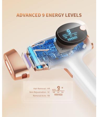 Pain-Free Laser Hair Removal Device - 9 Energy Levels 3 Functions 999 900 Light Impulses - Perfect for Women Armpits Legs & Body - Buy Online on GoSupps.com