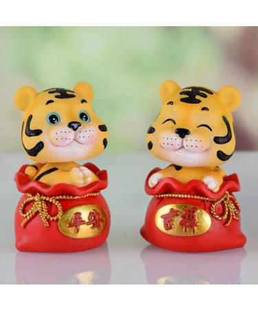 ORFOFE Digital Dash 4 Pcs Year of The Tiger Bobble Head Ornament Blush Office Resin Number Red Fengshui Statue Red 1x4pcs 6X6X9.5CMx4pcs - Buy Online on GoSupps.com