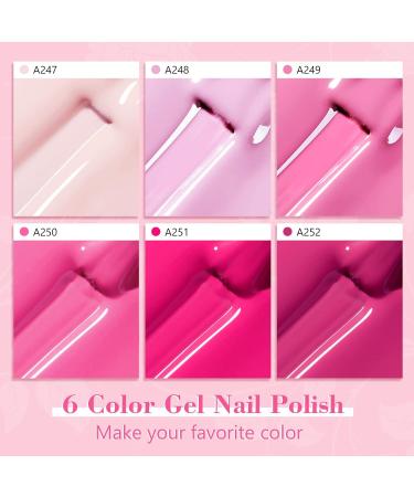 Shining She Gel Nail Polish Set Pink 6 Colors - Soak-Off UV/LED Pink Rose Gel Kit for Nail Art Salon & DIY Home 8ML - Blue Series Gift - Buy Online on GoSupps.com